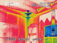 Infrared image taken by a thermal camera that shows the different sources of air leaks in the home