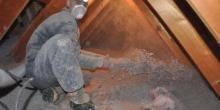 Blown cellulose insulation being applied to a Frankfort, IL home attic by Assured Insulation Solutions, LLC