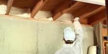 Spray foam insulation being applied to a rim joist for added air sealing by Assured Insulation Solutions, LLC