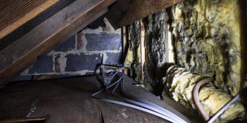 dirty attic kneewall insulation