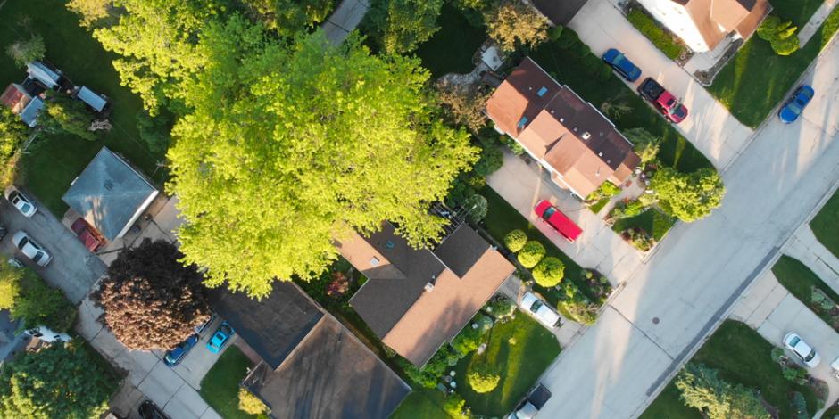 american neighborhood birds eye view